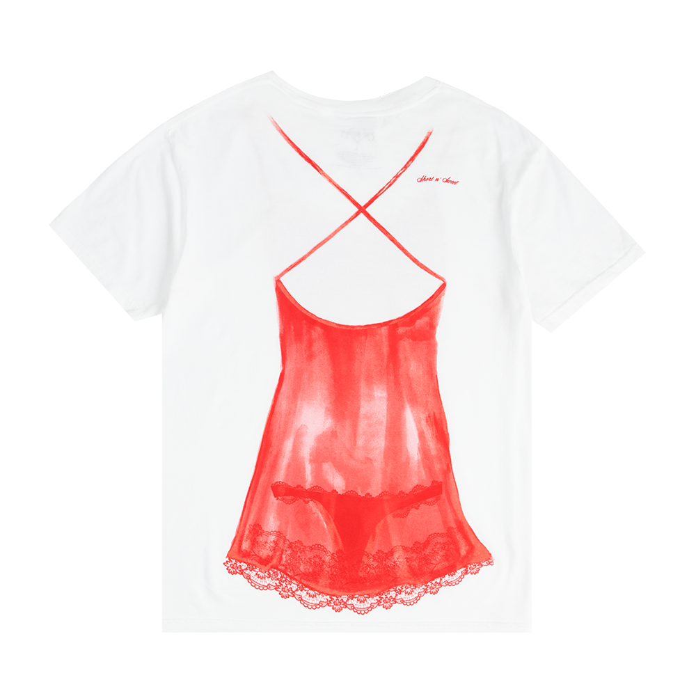 red lingerie tee
