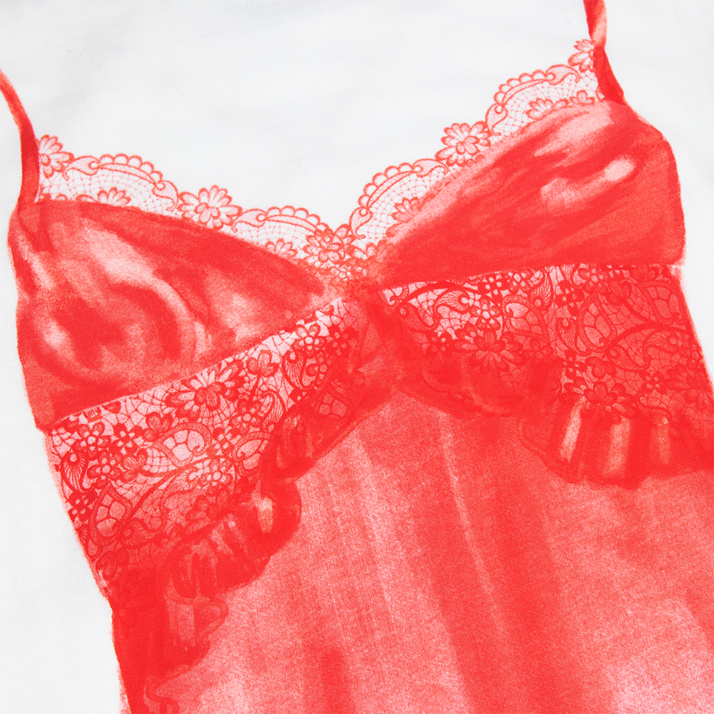 red lingerie tee